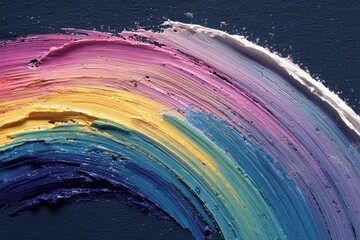 Abstract arc of pastel brushstrokes on dark background