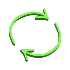 3d recycle arrow icon Recycling resources symbol Reuse of materials, zero waste, green environment, saving the planet