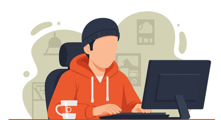 Person working on computer, perfect for website banners, blog posts or social media.