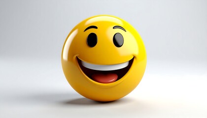 Fototapeta premium Vibrant 3D rendering of a classic yellow smiley face with an expressive smile