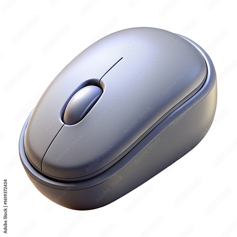Fototapete modern compact wireless computer mouse with scroll wheel on a clean white background