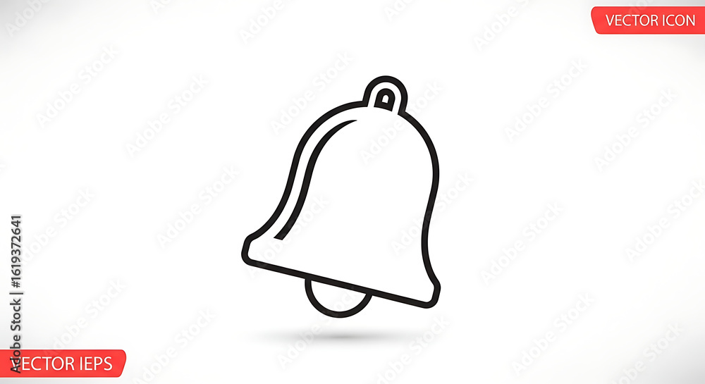 Poster isolated black outline of a bell on a white background with vector icon and vector ieps marks ai gen