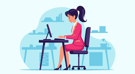Businesswoman working at her desk, perfect for websites, presentations, and marketing materials.