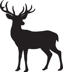 Fototapeta premium Buck reindeer silhouette vector illustration 