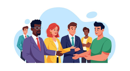 Diverse group of professionals shaking hands, perfect for illustrating collaboration, teamwork, or partnership on your website or presentation.