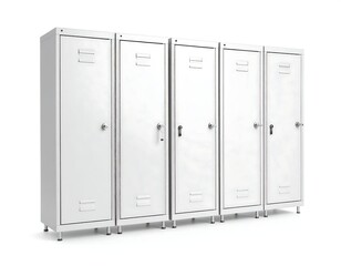 Four metal lockers against a white background