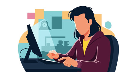 Person working on computer, ideal for website banners, blog posts, or presentations on remote work.