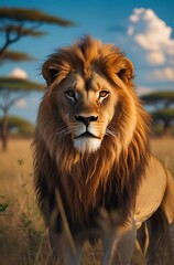 Naklejka premium close up portrait of a lion