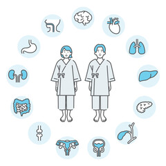 シンプル　イラスト　健康診断のイメージ アイコンセット