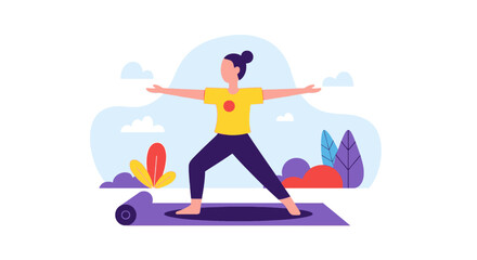 Woman practicing yoga outdoors, perfect for wellness websites or brochures.