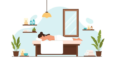 Relaxing Spa Day: Woman on Massage Table, Perfect for Wellness Websites and Brochures