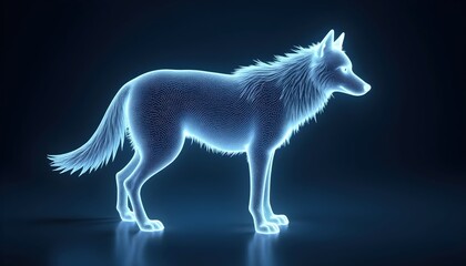 Fototapeta premium High-Tech Spirit Wolf Moving With Lightwave Energy Flow