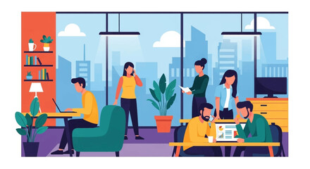 Modern office workers collaborating on projects, ideal for websites and presentations about teamwork and business success.