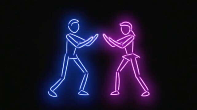 couple is dancing on black background
