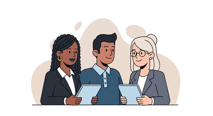 Diverse team of professionals collaborating on a project. Ideal for business presentations and websites.