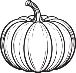 Pumpkin Silhouette in Black Color | Halloween Harvest Illustration Vector