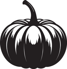 Pumpkin Silhouette in Black Color | Halloween Harvest Illustration Vector