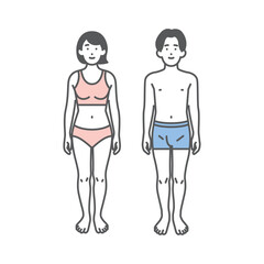 シンプル　イラスト　健康体重の男女のイメージセット