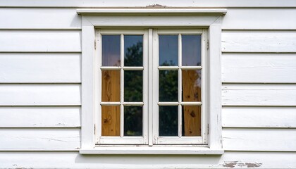 Fototapeta premium White clapboard wall with a simple window