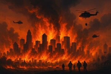  City Engulfed in a Raging Wildfire