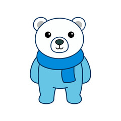 Naklejka premium Cartoon Polar Bear Vector Wearing a Scarf