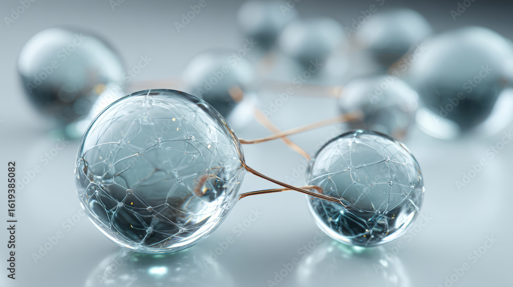 Poster science team molecule discovery has big social impact. abstract structure background for science and