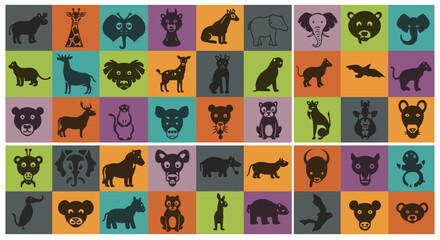 Obraz premium Animal Mosaic A Collection of Colorful Animal Silhouette Vectors