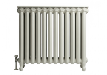 White radiator with ornate design isolated on transparent background