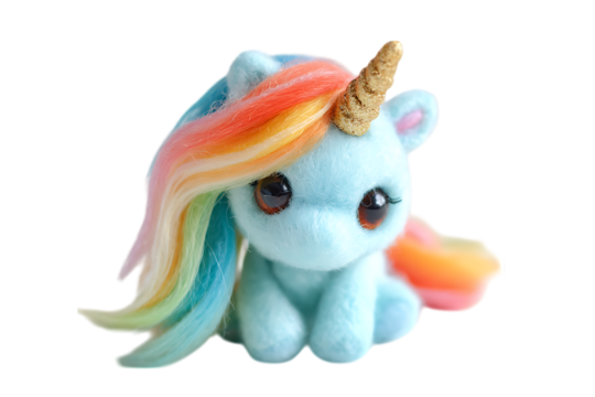 Adorable pastel unicorn with rainbow mane