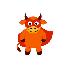 Cartoon Bull Vector Illustration Wearing a Superhero Cape