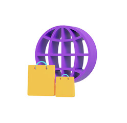Global Online Shopping: 3D Rendered Bags