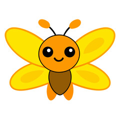 Cartoon Firefly Vector Illustration Glowing with Happy Expression