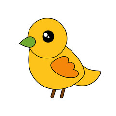 Cartoon Goldfinch Vector Illustration Holding a Flower