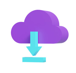 Cloud Download: 3D Render, Purple, Teal, Modern