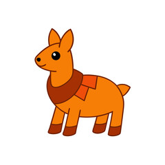 Cartoon Guanaco Vector Illustration Wearing a Scarf