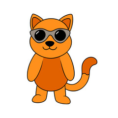 Cartoon Jaguarundi Vector Illustration Wearing Sunglasses