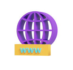 Purple Globe WWW 3D Render, Modern Design