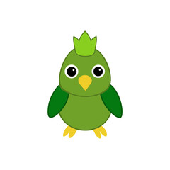 Cartoon Kakapo Vector Illustration Wearing a Crown
