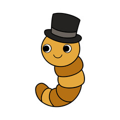 Cartoon Millipede Vector Illustration Wearing a Top Hat