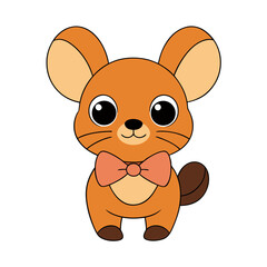 Cartoon Mouse Deer Vector Illustration Wearing a Bow Tie
