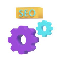 3D SEO Gears:  Modern Marketing Concept