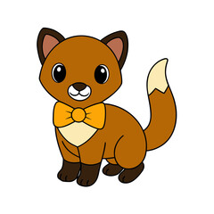 Obraz premium Cartoon Pine Marten Vector Illustration Wearing a Bow Tie