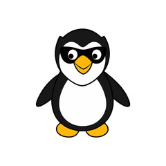 Obraz premium Cartoon Rockhopper Penguin Vector Illustration Wearing Sunglasses