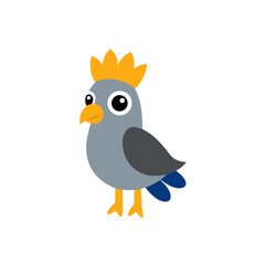 Cartoon Secretary Bird Vector Illustration Wearing a Crown