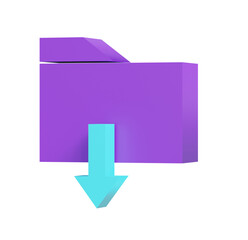 Purple folder download icon; vibrant 3D design