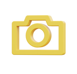 Yellow 3D Camera Icon: Minimalist Design