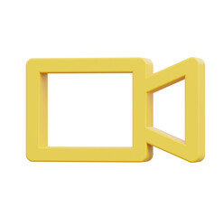 Yellow 3D Video Camera Icon, Minimalist Style