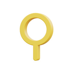 Yellow 3D Magnifying Glass Icon, Modern Design