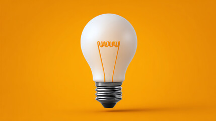 A modern light bulb glowing against a vibrant orange background, symbolizing innovation and creativity in design.