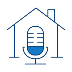 Smart Home Blue Line Editable Stroke Icon. Secure, Technology, IoT, Voice Assistant, Controller UI Icon in a Flat Design. Outline Icons Vector Illustration.